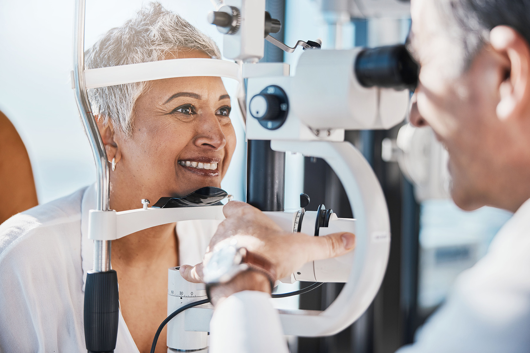 Woman getting a routine eye examination in Parker, CO