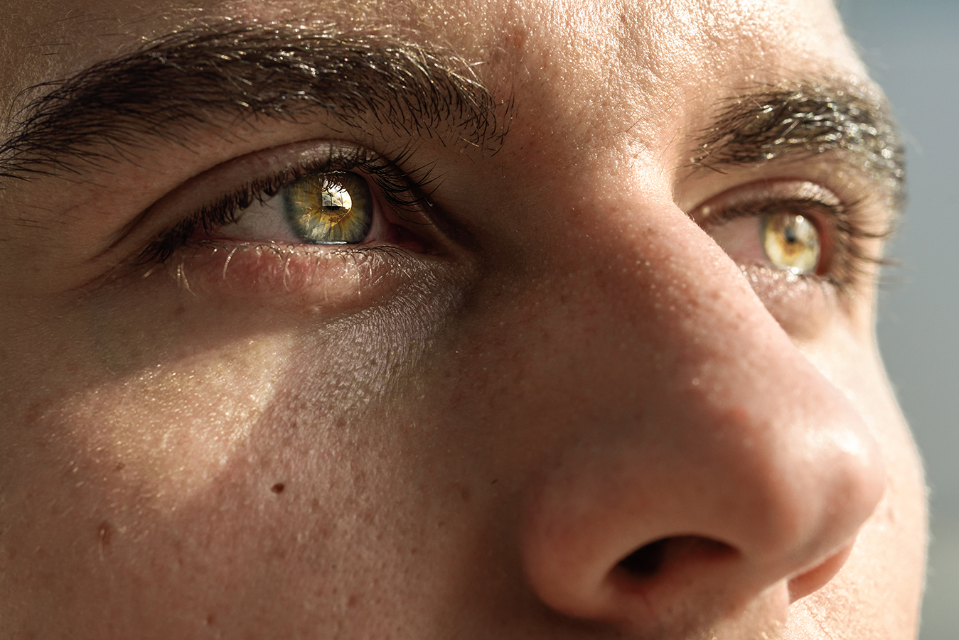close up of a mans eyes 